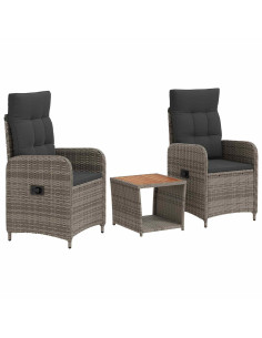 Set Lounge da Giardino 3 pz Grigio chiaro e grigio scuro 2