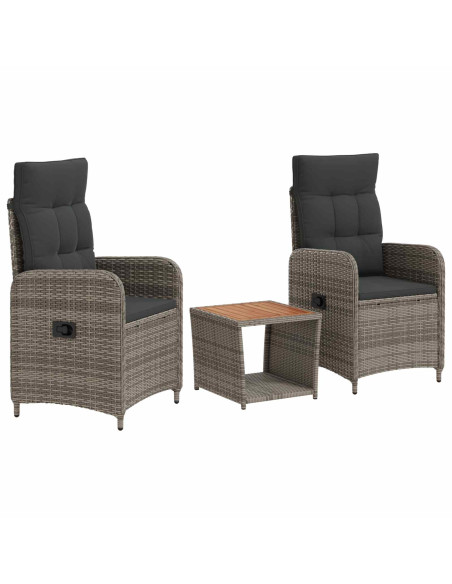 Set Lounge da Giardino 3 pz Grigio chiaro e grigio scuro