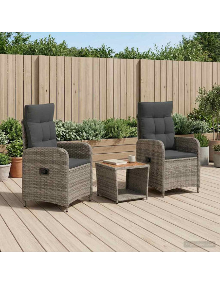Set Lounge da Giardino 3 pz Grigio chiaro e grigio scuro