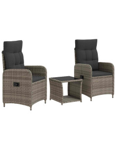 Set Lounge da Giardino 3 pz Grigio e Grigio Scuro 2