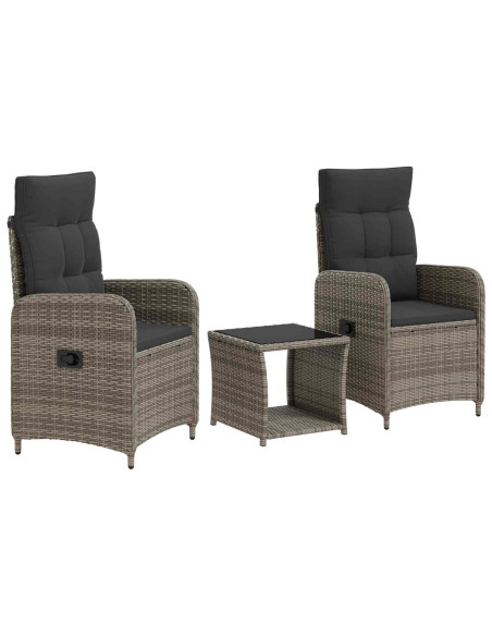 Set Lounge da Giardino 3 pz Grigio e Grigio Scuro