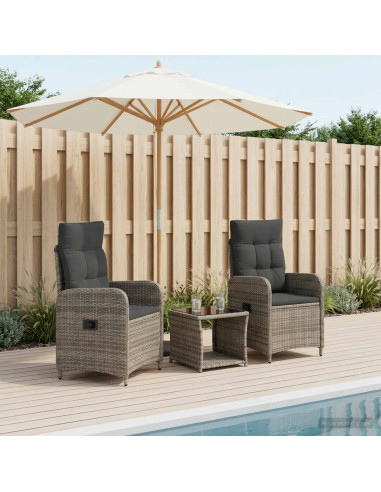 Set Lounge da Giardino 3 pz Grigio e Grigio Scuro