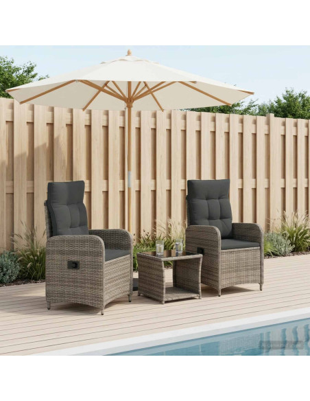Set Lounge da Giardino 3 pz Grigio e Grigio Scuro