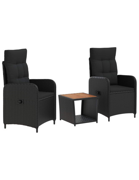 Set Lounge da Giardino 3 pz Nero