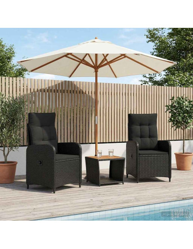Set Lounge da Giardino 3 pz Nero