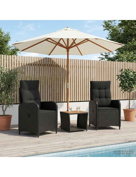 Set Lounge da Giardino 3 pz Nero