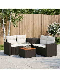Set di divani 6 pz Nero e Bianco Crema