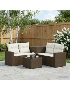 Set di divani 6 pz Marrone e Bianco Crema