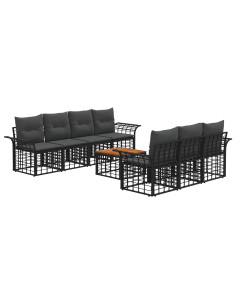 Set di divani da esterno 8 pz Nero e Grigio scuro polyrattan 2