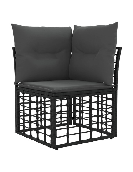 Set di divani da esterno 8 pz Nero e Grigio scuro polyrattan