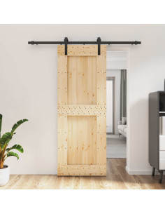 Porta scorrevole Naturale e Nero 80 x 210 cm