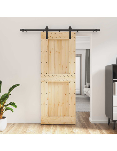 Porta scorrevole Naturale e Nero 80 x 210 cm