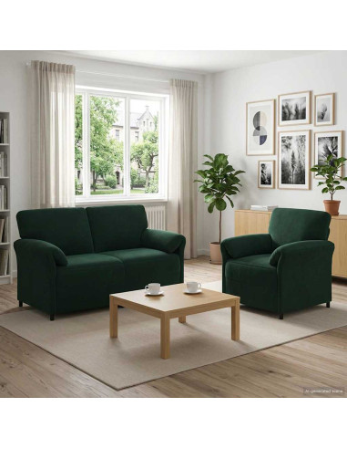 Set di divani 2 pz Verde Scuro Velluto