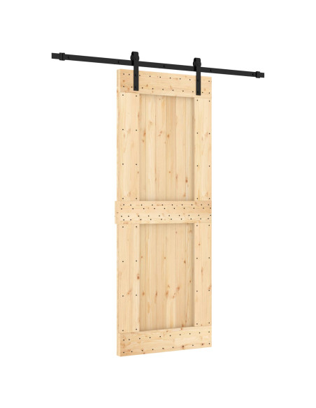 Porta scorrevole Naturale e Nero 80 x 210 cm