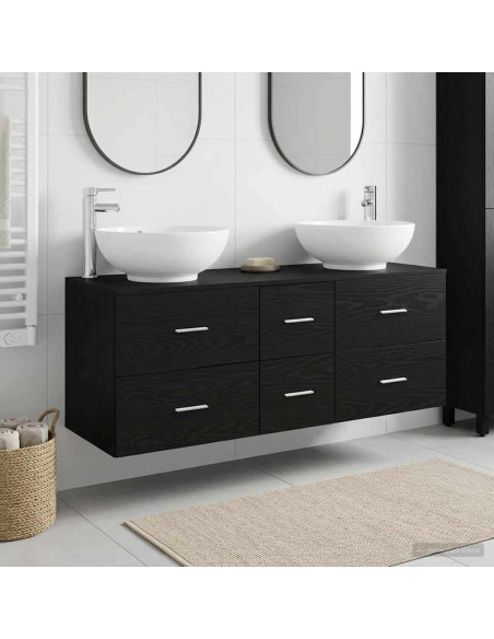 Set di mobili per il bagno 3 pz Nero 49,5 x 44,5 x 65 cm