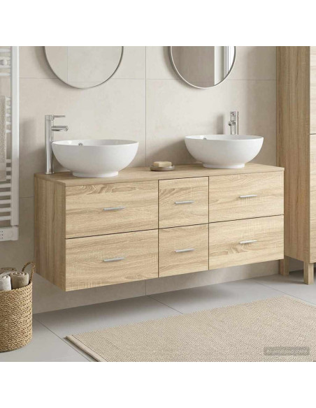 Set di mobili per il bagno 3 pz Rovere Sonoma
