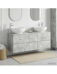 Set di mobili per il bagno 3 pz Grigio Cemento