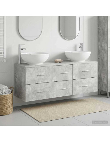 Set di mobili per il bagno 3 pz Grigio Cemento