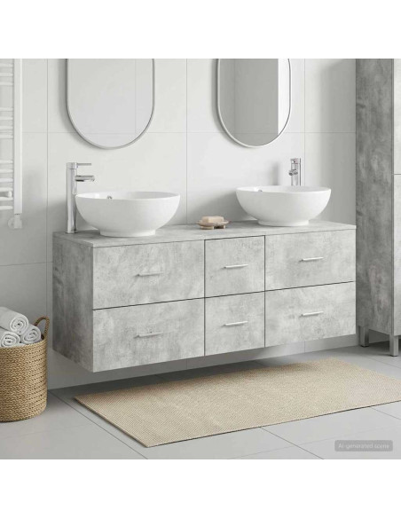 Set di mobili per il bagno 3 pz Grigio Cemento