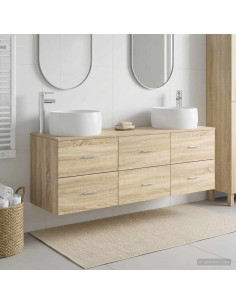 Set di mobili per il bagno 3 pz Rovere Sonoma