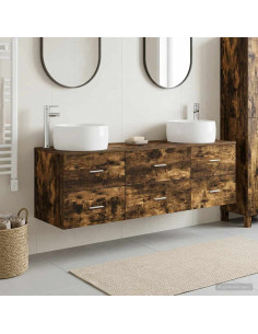 Set di mobili per il bagno 3 pz Rovere Fumo 49,5 x 44,5 x 66 cm