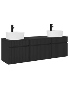 Set di Armadi da Bagno 3 pz Nero 49 x 44,5 x 65 cm 2