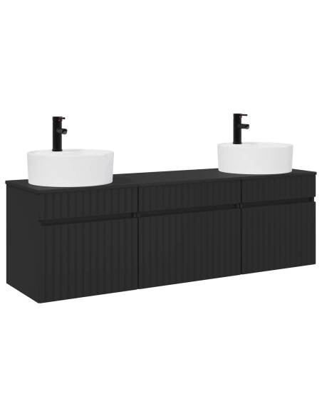 Set di Armadi da Bagno 3 pz Nero 49 x 44,5 x 65 cm