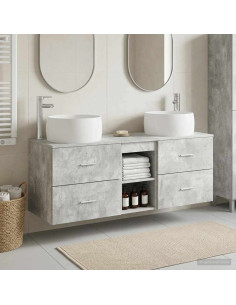 Set di mobili per il bagno 3 pz Grigio Cemento