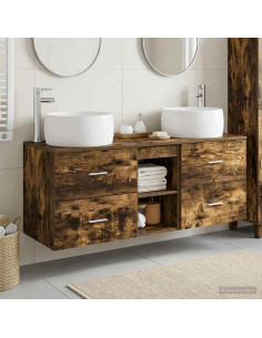 Set di mobili per il bagno 3 pz Rovere Fumo 49,5 x 44,5 x 66 cm