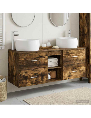 Set di mobili per il bagno 3 pz Rovere Fumo 49,5 x 44,5 x 66 cm