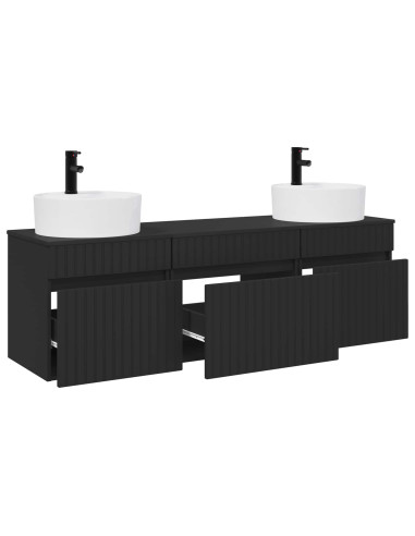Set di Armadi da Bagno 3 pz Nero 49 x 44,5 x 65 cm