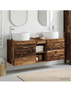 Set di mobili per il bagno 3 pz Legno antico