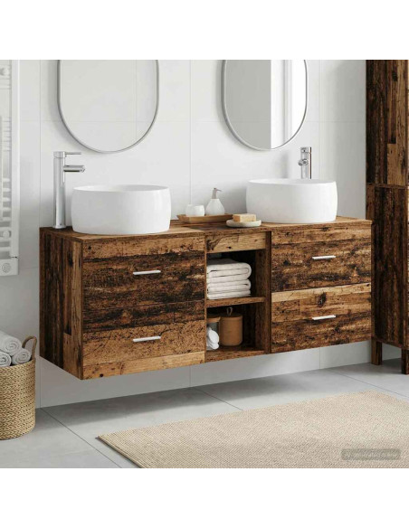 Set di mobili per il bagno 3 pz Legno antico
