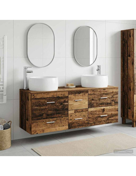 Set di mobili per il bagno 3 pz Legno antico