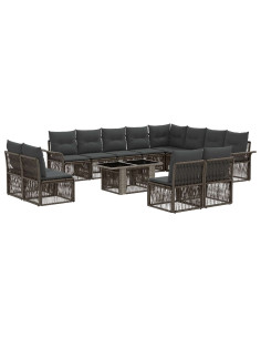 Set Divano da Giardino 13 pz Grigio e Grigio Scuro polyrattan 2