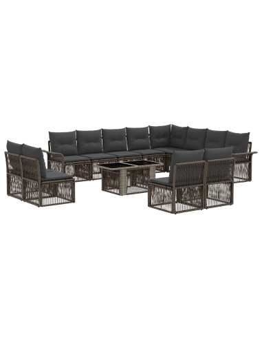 Set Divano da Giardino 13 pz Grigio e Grigio Scuro polyrattan