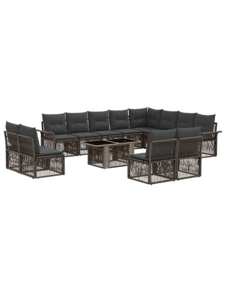 Set Divano da Giardino 13 pz Grigio e Grigio Scuro polyrattan