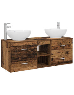 Set di mobili per il bagno 3 pz Legno antico 2