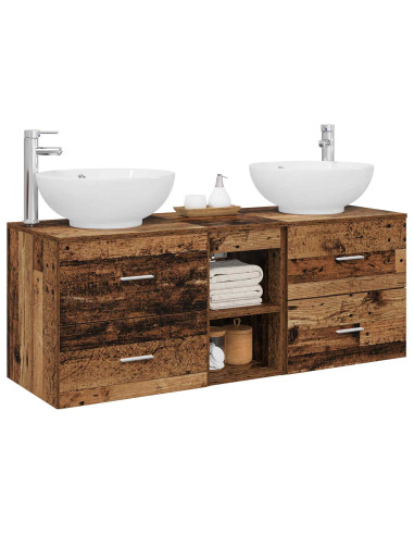 Set di mobili per il bagno 3 pz Legno antico