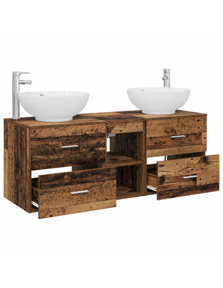 Set di mobili per il bagno 3 pz Legno antico
