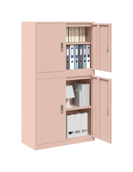 Armadio 2 pz Rosa 90 x 40 x 160 cm Acciaio Bloccabile