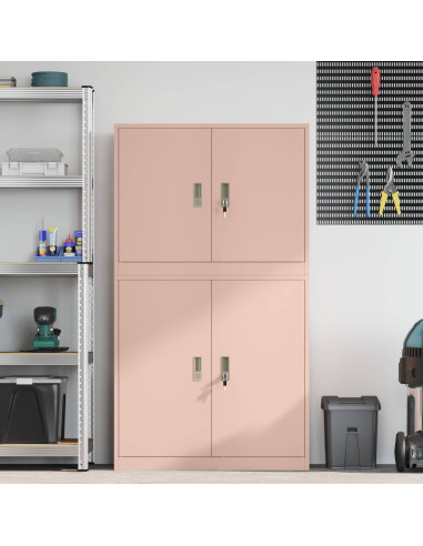Armadio 2 pz Rosa 90 x 40 x 160 cm Acciaio Bloccabile