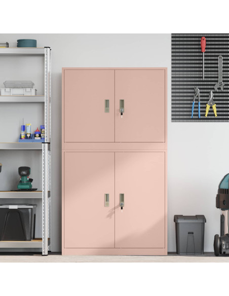 Armadio 2 pz Rosa 90 x 40 x 160 cm Acciaio Bloccabile