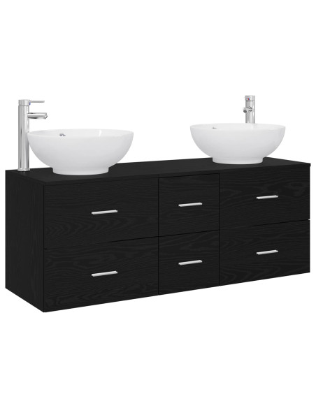 Set di mobili per il bagno 3 pz Nero 49,5 x 44,5 x 65 cm