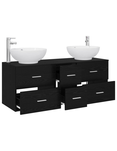 Set di mobili per il bagno 3 pz Nero 49,5 x 44,5 x 65 cm
