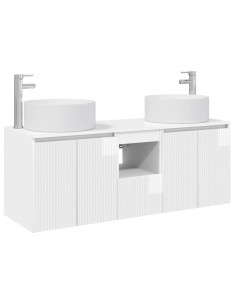 Set di Armadi da Bagno 3 pz Bianco Lucido 49,5 x 44,5 x 65,5 cm 2