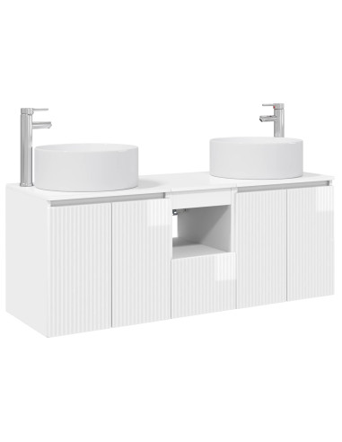 Set di Armadi da Bagno 3 pz Bianco Lucido 49,5 x 44,5 x 65,5 cm