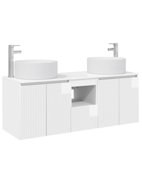Set di Armadi da Bagno 3 pz Bianco Lucido 49,5 x 44,5 x 65,5 cm