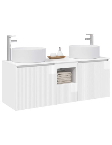 Set di Armadi da Bagno 3 pz Bianco Lucido 49,5 x 44,5 x 65,5 cm
