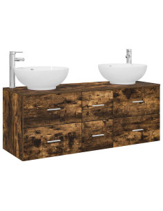 Set di mobili per il bagno 3 pz Rovere Fumo 49,5 x 44,5 x 65 cm 2